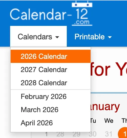 Navigation already includes 2026/2027/2028 pages